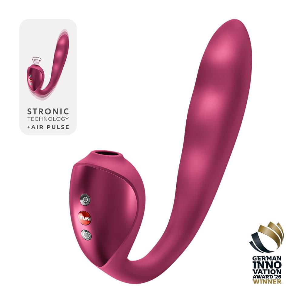 Fun Factory STRONIC PULSE ALLEGRO - Wine  USB-C Rechargeable Thrusting Vibrator with Air Pulse Stimulator