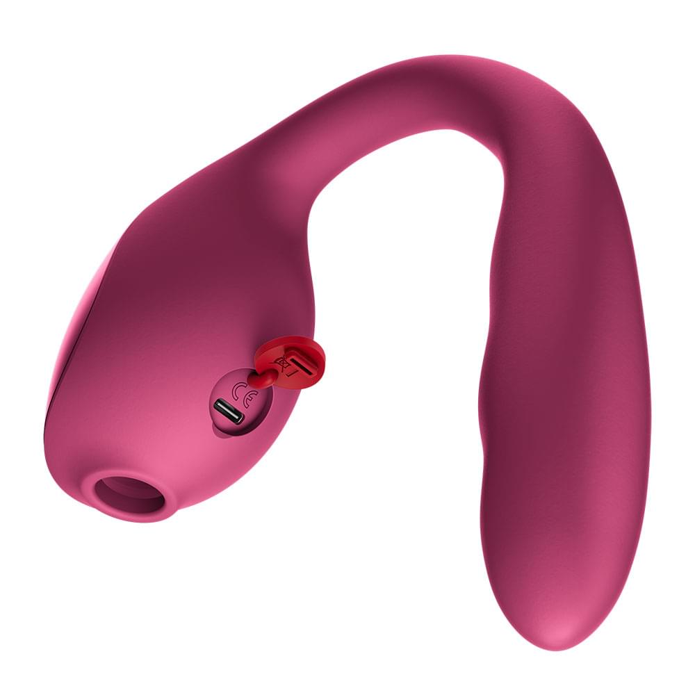Fun Factory STRONIC PULSE ALLEGRO - Wine  USB-C Rechargeable Thrusting Vibrator with Air Pulse Stimulator