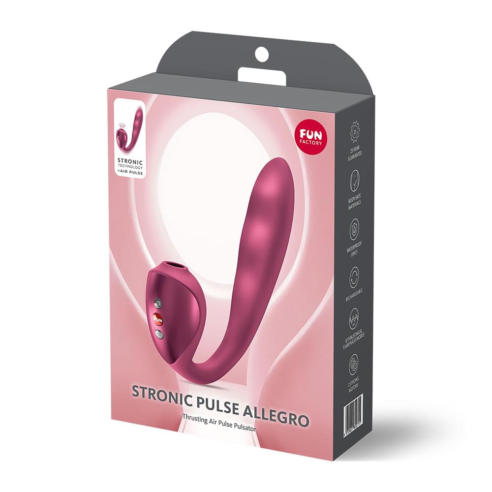 Fun Factory STRONIC PULSE ALLEGRO - Wine  USB-C Rechargeable Thrusting Vibrator with Air Pulse Stimulator