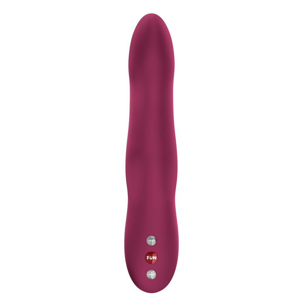 Fun Factory STRONIC WAVE Wine  - Wine  USB-C Rechargeable Thrusting Vibrator in deep wine color, sleek design with control buttons.
