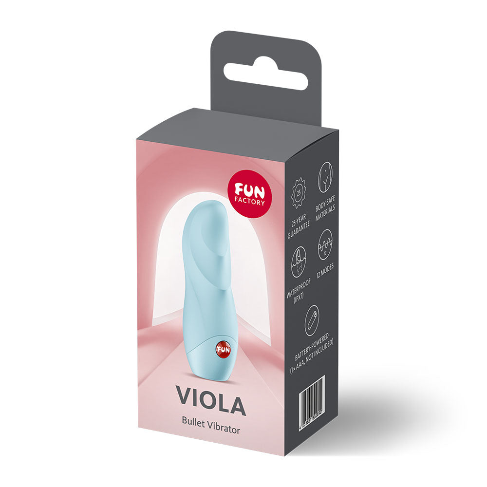 Fun Factory VIOLA Ice  - Ice  Vibrating Bullet packaging with sleek design for intimate essentials.