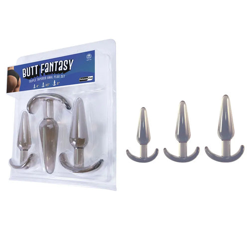 Butt Fantasy Triple Tapered Anal Plug Set -  -  Beginners Butt Plugs - Set of 3 Sizes Excellent Power Discreet Intimate Essentials.
