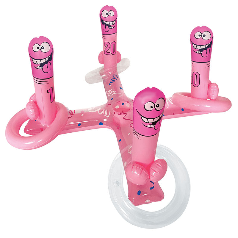 Inflatable Pecker Toss Game - Hens Novelty Game with colorful inflatable peckers for a fun bachelorette party.