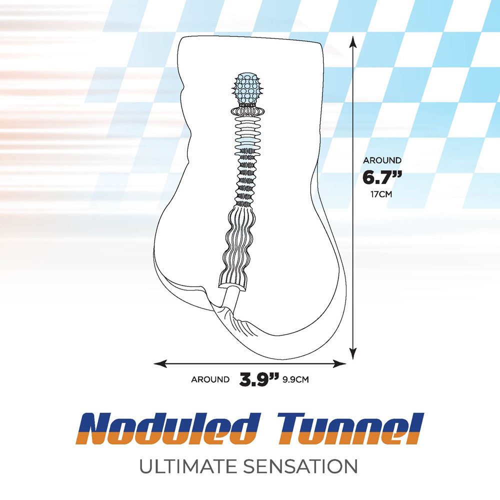 Nodulated Tunnel Ultimate Sensation, with dimensions featuring a unique textured design for enhanced pleasure.