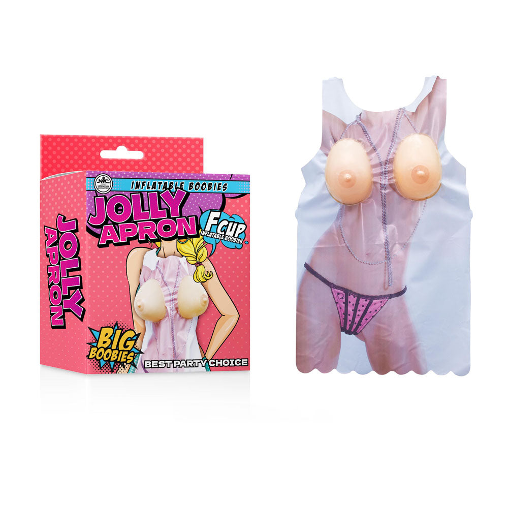 Jolly Apron - Big Boobies - Novelty Booby Apron with inflatable F Cup boobies for fun at parties.