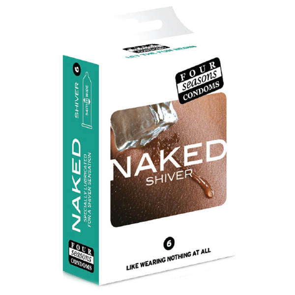 Four Seasons Naked Shiver - Ultra Thin Lubricated Condoms - 6 Pack packaging with a sleek design