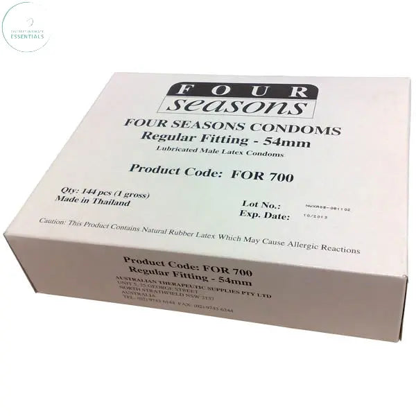 Affordable quality Four Seasons Regular Condoms - Bulk Box of 144  from Four Seasons by Discreet Intimate Essentials with Discreet Delivery 