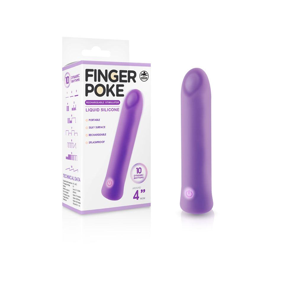 Finger Poke -  -  10 cm USB Rechargeable Bullet with 10 vibration rhythms and silky silicone surface.