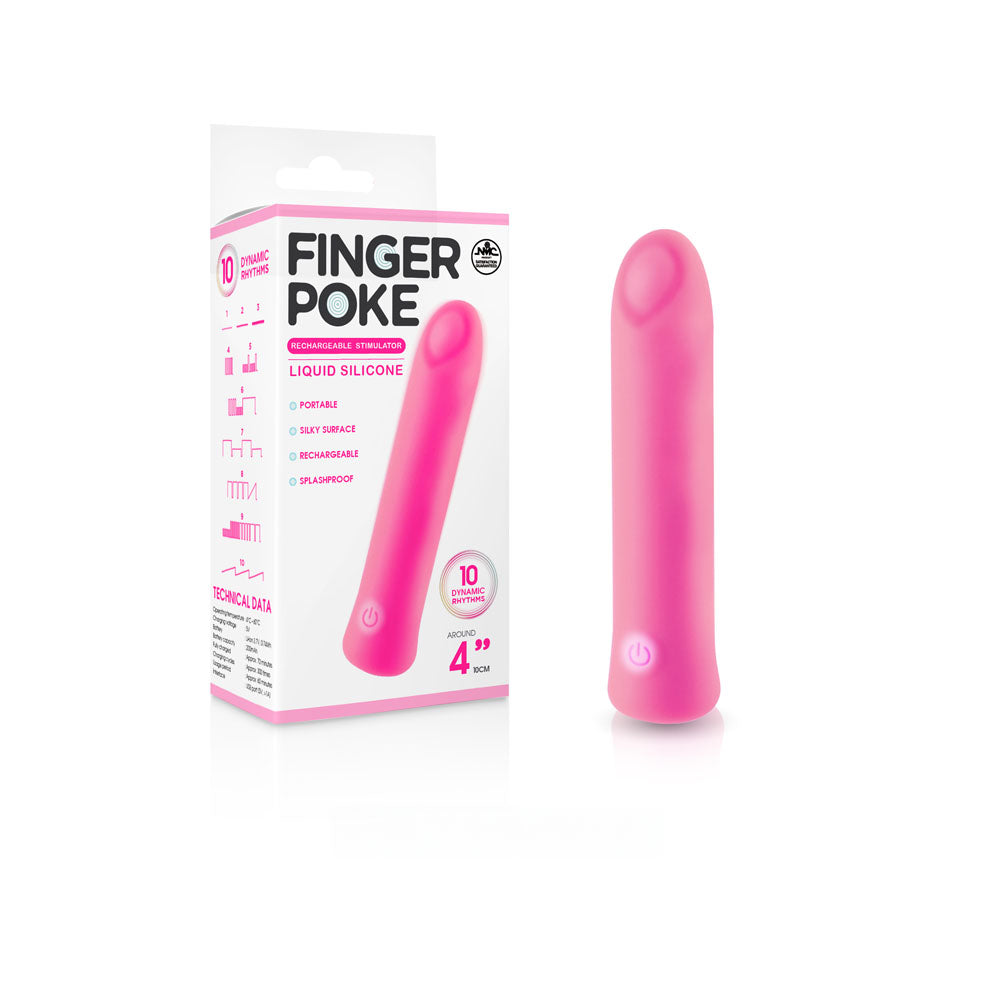 Finger Poke -  -  10 cm USB Rechargeable Bullet with 10 dynamic vibration rhythms, splashproof design.