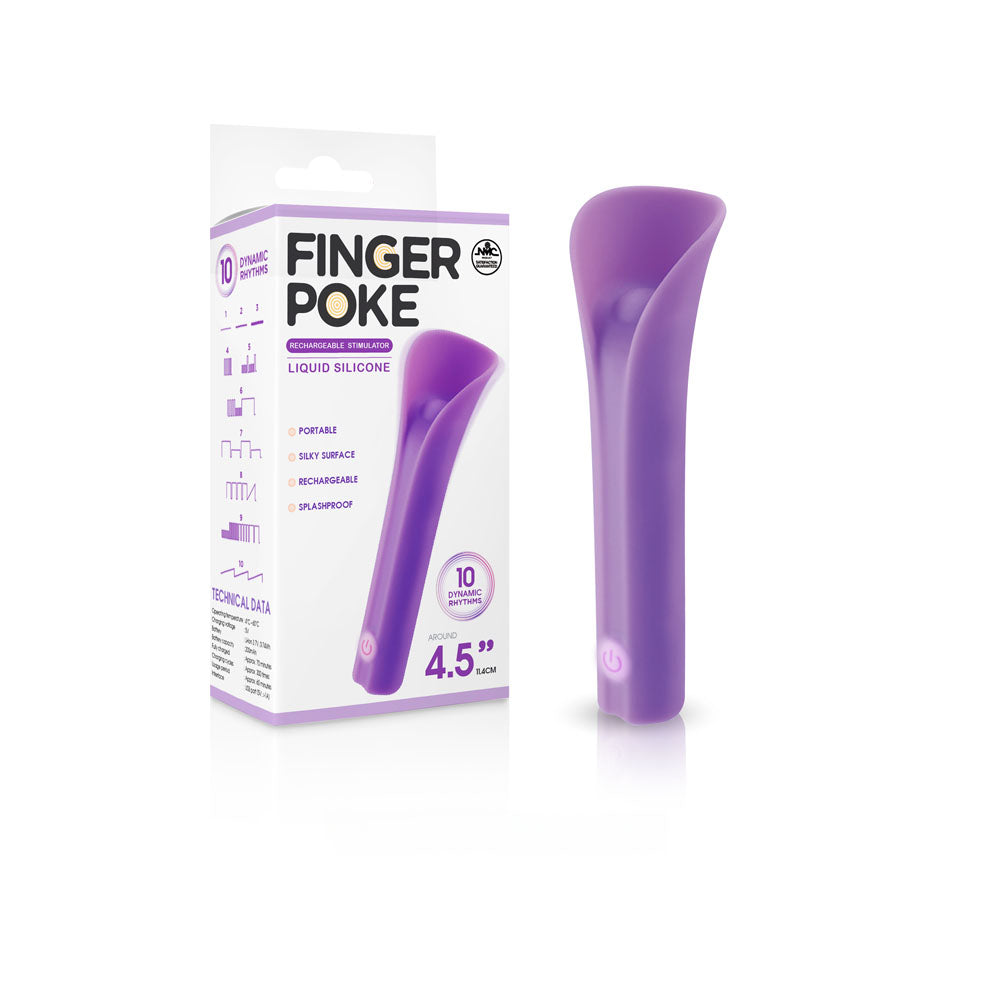 Finger Poke -  -  11.4 cm USB Rechargeable Bullet surrounded by packaging, silky silicone, 10 dynamic vibration rhythms.