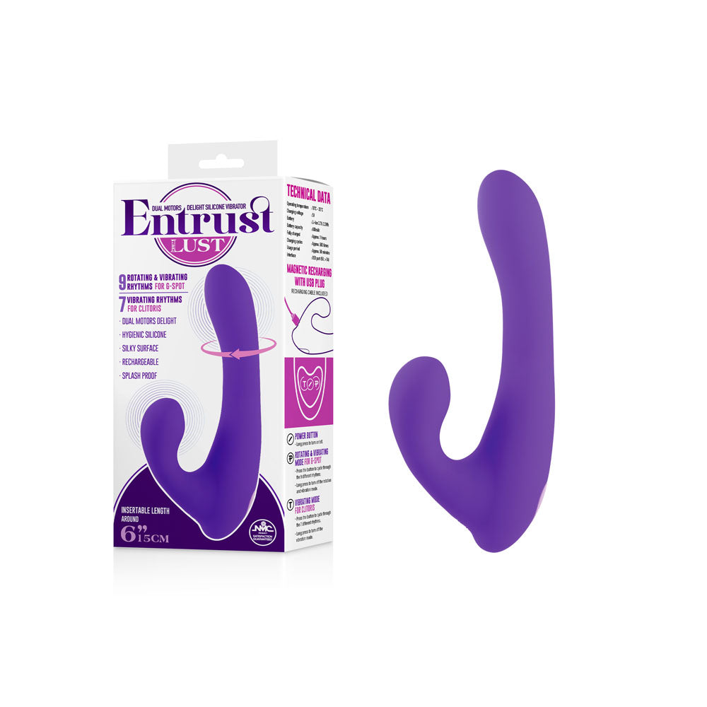 Entrust With Lust -  15 cm USB Rechargeable Rotating Rabbit Vibrator with 9 rotating rhythms and 7 vibrating rhythms.