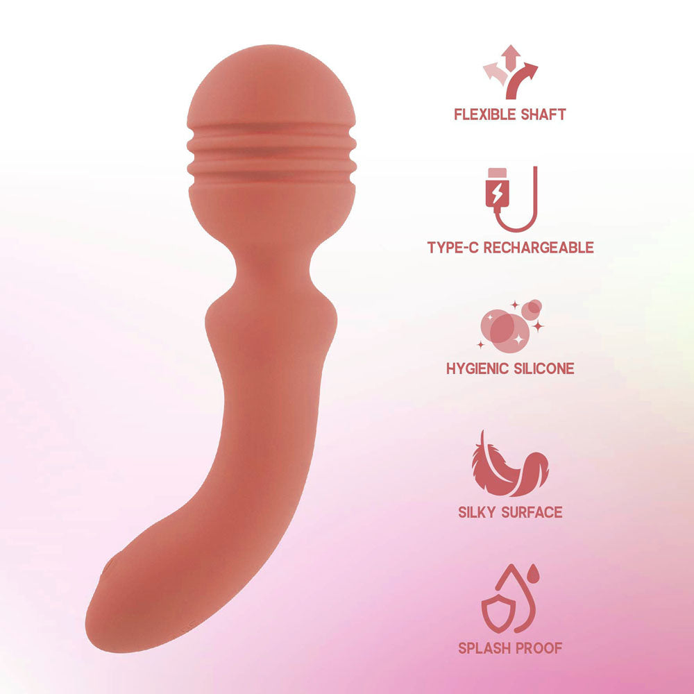 Xciter - Orange - Orange 16.5 cm USB Rechargeable Massage Wand with flexible shaft and silicone finish.