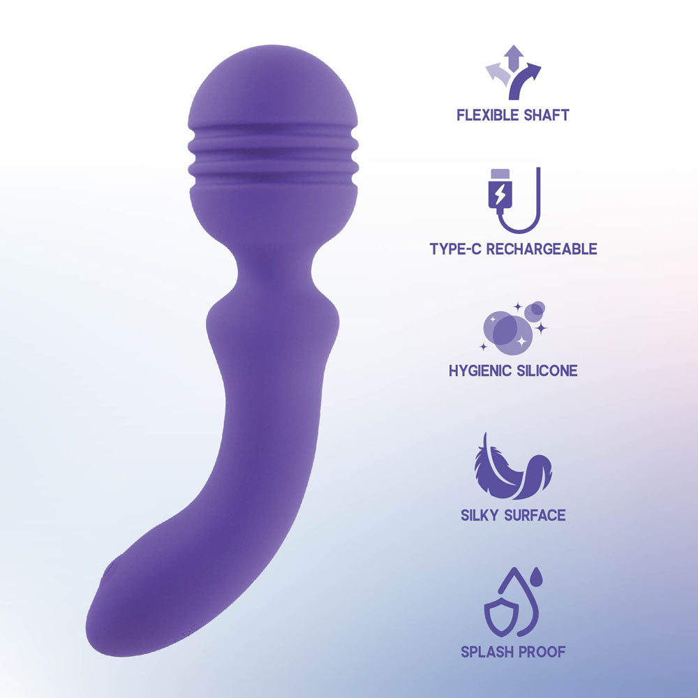 Xciter -  -  16.5 cm USB Rechargeable Massage Wand showcasing a flexible shaft, Type-C recharge feature, and silky silicone surface.