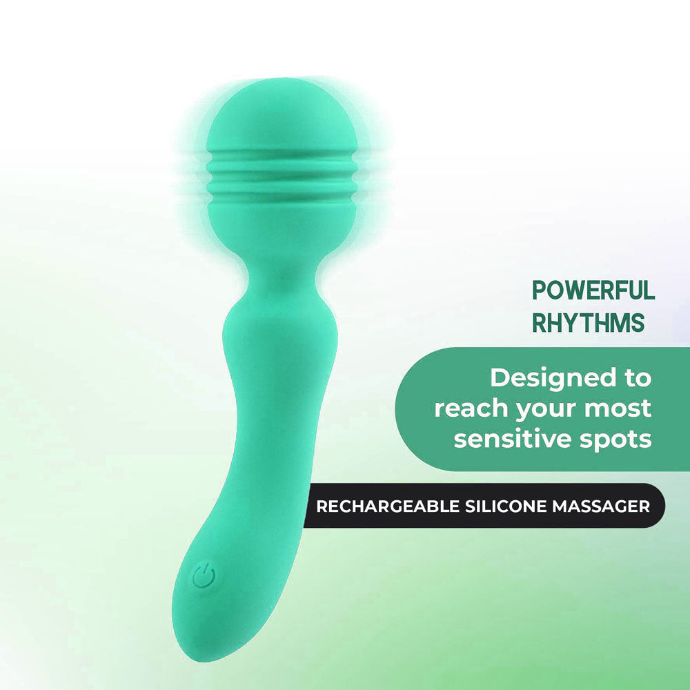 Xciter - Teal - Teal 16.5 cm USB Rechargeable Massage Wand designed to reach your sensitive spots with powerful rhythms.