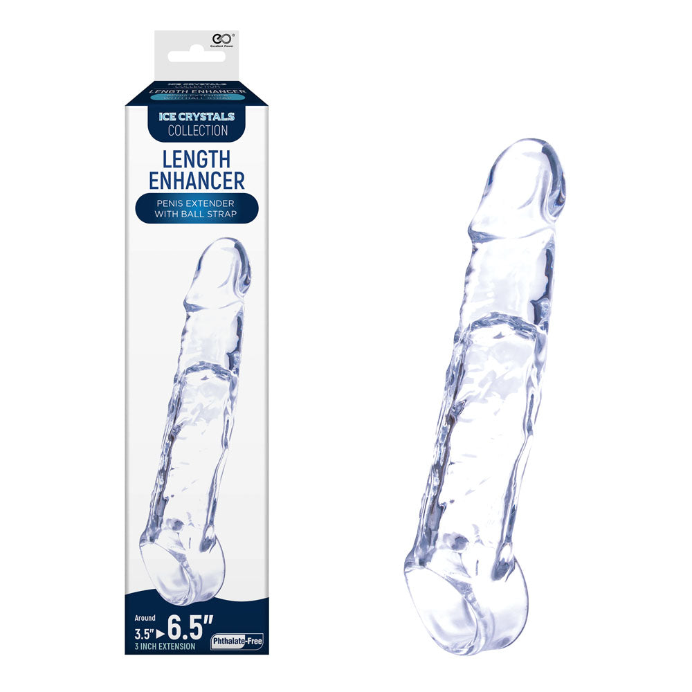 Ice Crystals 3 Inch Length Enhancer - 3 Inch Penis Extension Sleeve packaging and product view.