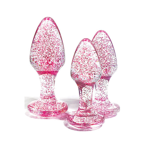 Adam & Eve Glitter Gem 3-Piece Butt Plug Set -  - Glitter  Butt Plugs - Set of 3 Sizes