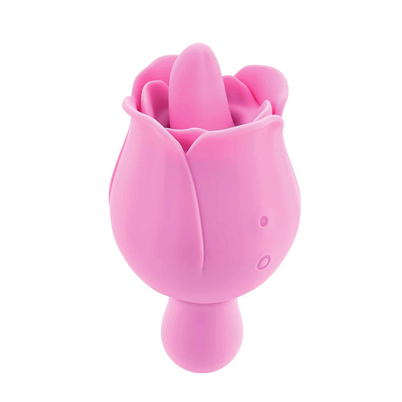 Adam & Eve EVES RAVISHING CLIT FLICKING ROSE -  USB Rechargeable Rose Flicking Stimulator in pink silicone design.