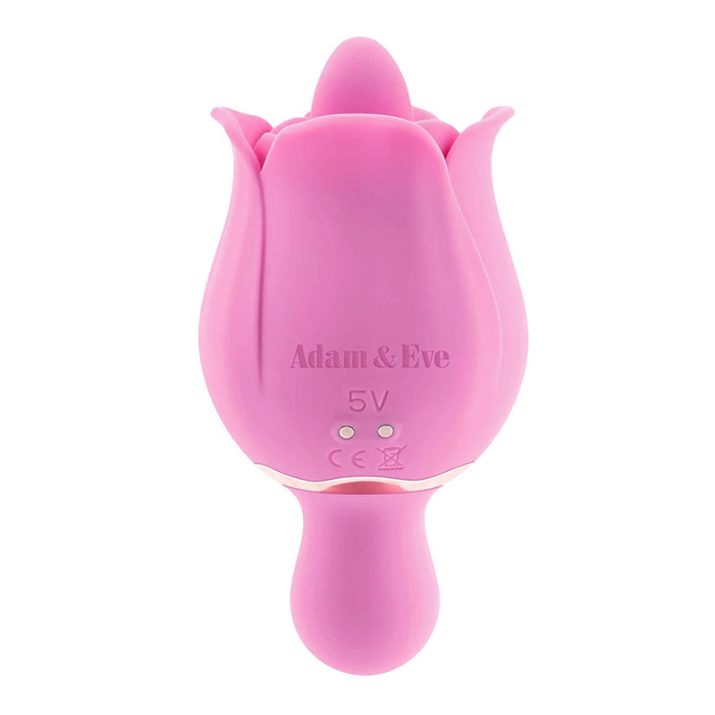 Adam & Eve EVES RAVISHING CLIT FLICKING ROSE - USB Rechargeable Rose Flicking Stimulator in pink silicone design.