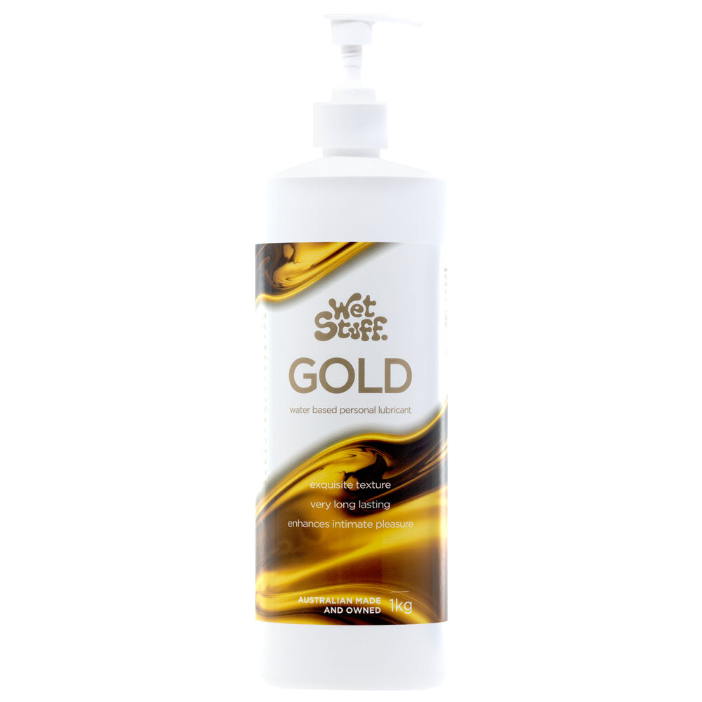 Wet Stuff Gold - 1kg Pump - Water Based Lubricant - 1 kg Pump Bottle with smooth texture for intimate essentials.