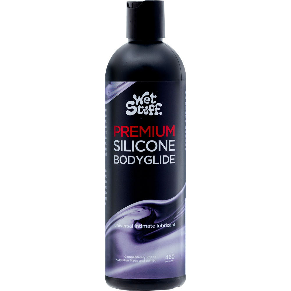 Wet Stuff Premium - 460g Disk Top - Silicone Lubricant - 460 gram Bottle for intimate essentials and smooth body glide.