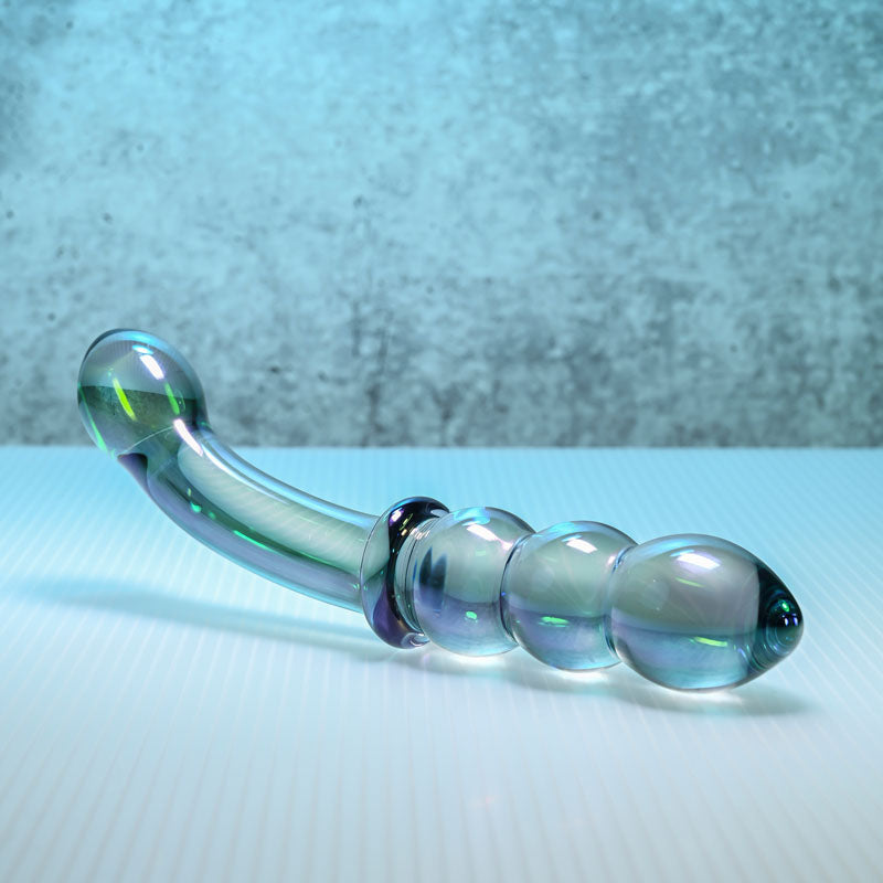 Gender X LUSTROUS GALAXY WAND - Violet Glass 18.5 cm Double Ended Massager, a glass double ended massager.