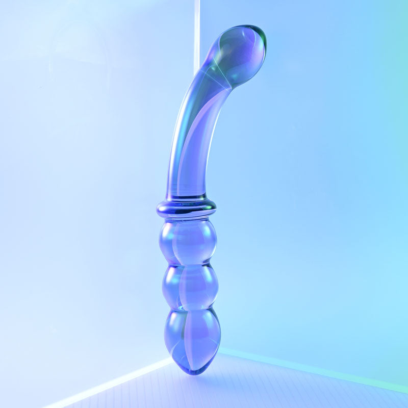 Gender X LUSTROUS GALAXY WAND - Violet Glass 18.5 cm Double Ended Massager, a sleek glass double ended massager.