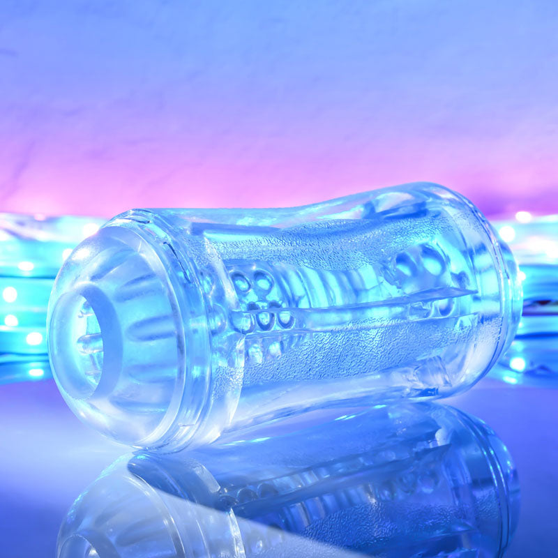 Gender X DOUBLE FANTASY double ended stroker in a transparent design with soft and firm texture.