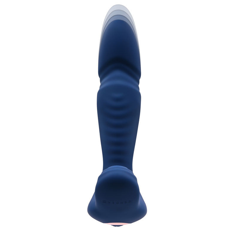 Gender X TRUE - 13.5 cm USB Rechargeable Thrusting Prostate Massager in sleek blue silicone design.