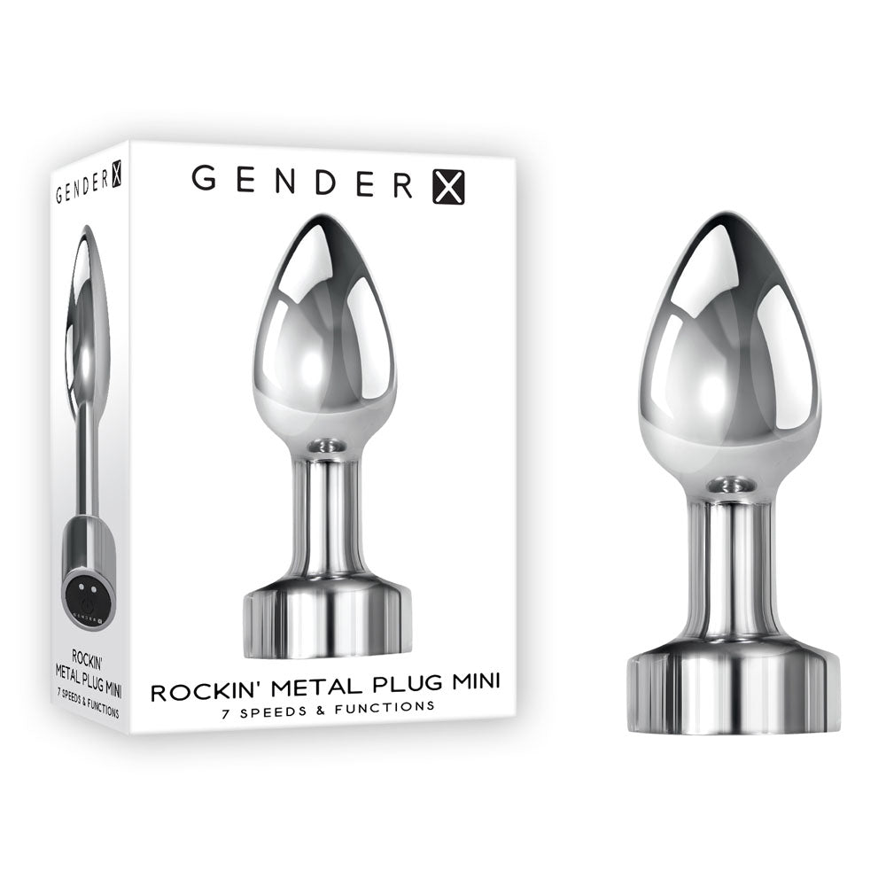 Gender X ROCKIN METAL PLUG MINI -  7.8 cm USB Rechargeable Vibrating Mini Butt Plug with 7 speeds and functions.