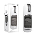 Gender X GET YOUR STROKE ON - USB Rechargeable Thrusting & Vibrating Auto Masturbator packaging and product display.