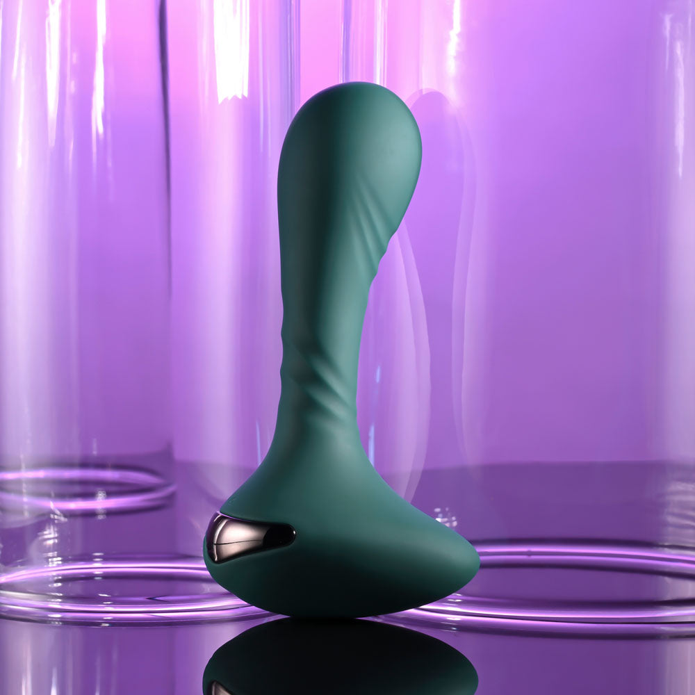 Gender X GOES ANYWHERE -  12.4 cm USB Rechargeable Vibrator displayed against a purple backdrop.