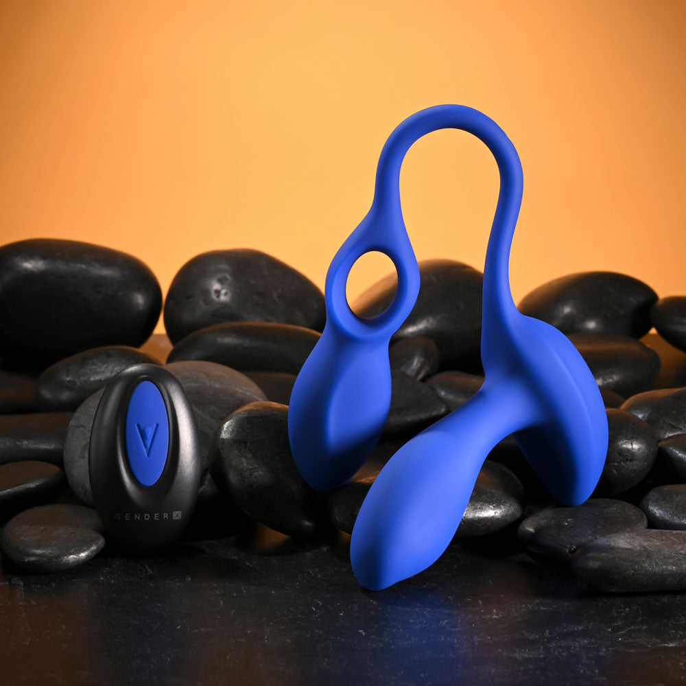 Gender X BACK FOR MORE - Dual USB Rechargeable Dual Stimulator with Wireless Remote on smooth stones.