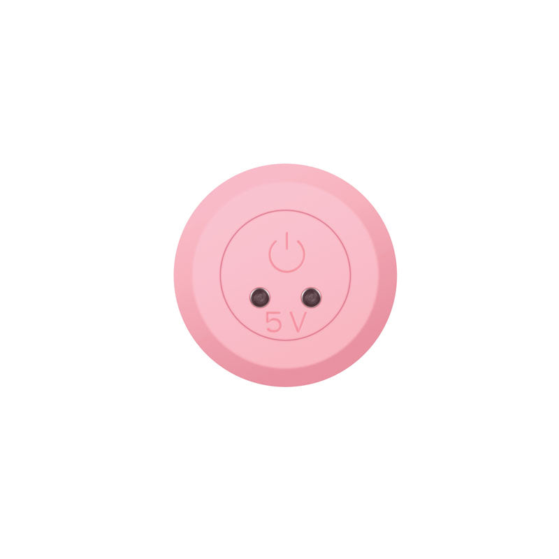 5V power button on a pink design for Gender X FLEXI WAND -  16.6 cm USB Rechargeable Vibrator.