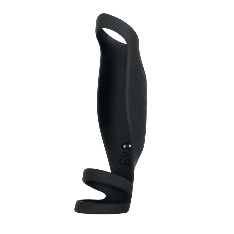Gender X ROCKETEER -  USB Rechargeable Vibrating Penis Sleeve side view with textured design for enhanced pleasure.
