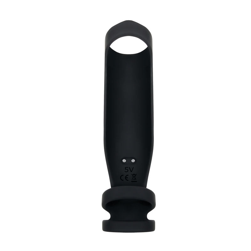 Gender X ROCKETEER -  USB Rechargeable Vibrating Penis Sleeve in sleek black design, showcasing its unique sheath features.