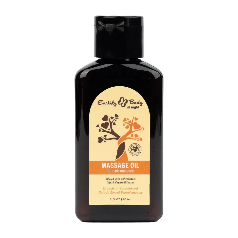 EB Aphrodisiac Massage Oil GRAPEFRUIT SANDALWOOD - 60 ml - Grapefruit Sandalwood Scented Massage Oil - 60 ml Bottle Earthly Body Discreet Intimate Essentials.