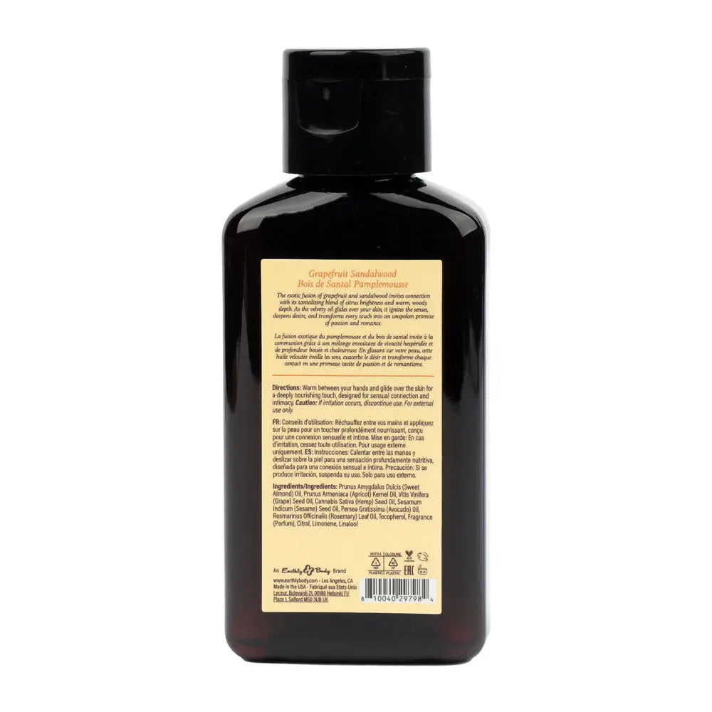 EB Aphrodisiac Massage Oil GRAPEFRUIT SANDALWOOD - 60 ml - Grapefruit Sandalwood Scented Massage Oil - 60 ml Bottle Earthly Body Discreet Intimate Essentials.