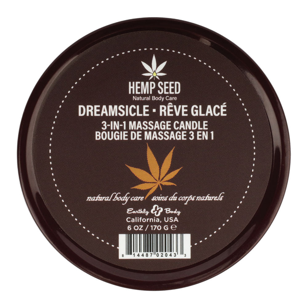 Hemp Seed 3-In-1 Massage Candle - Dreamsicle (Tangerine & Plum) - 170 g, natural body care product.