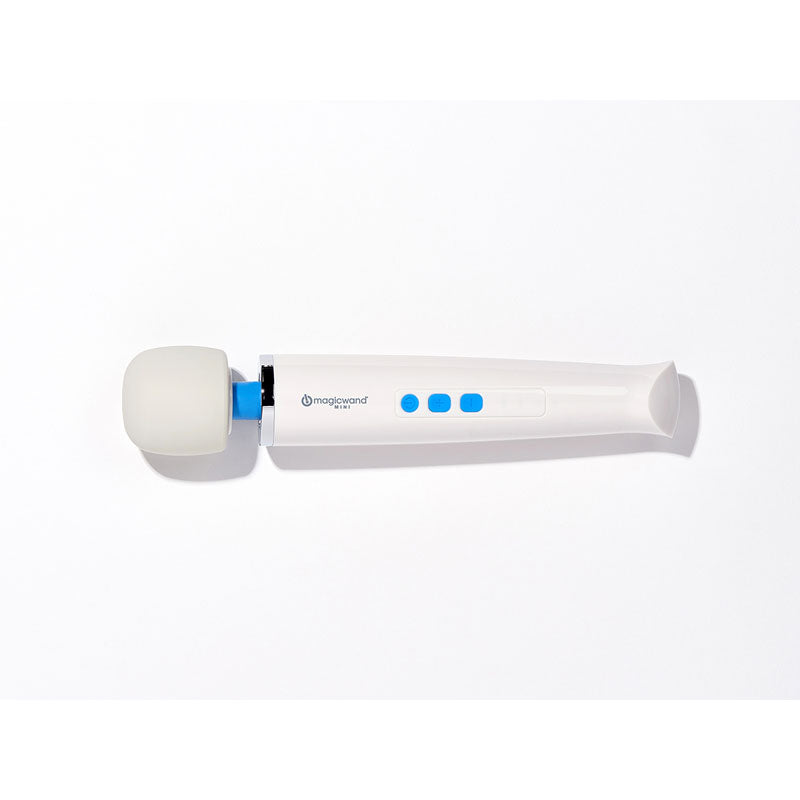 Magic Wand Mini -  Rechargeable Massage Wand on a white background, showcasing its sleek design and controls.