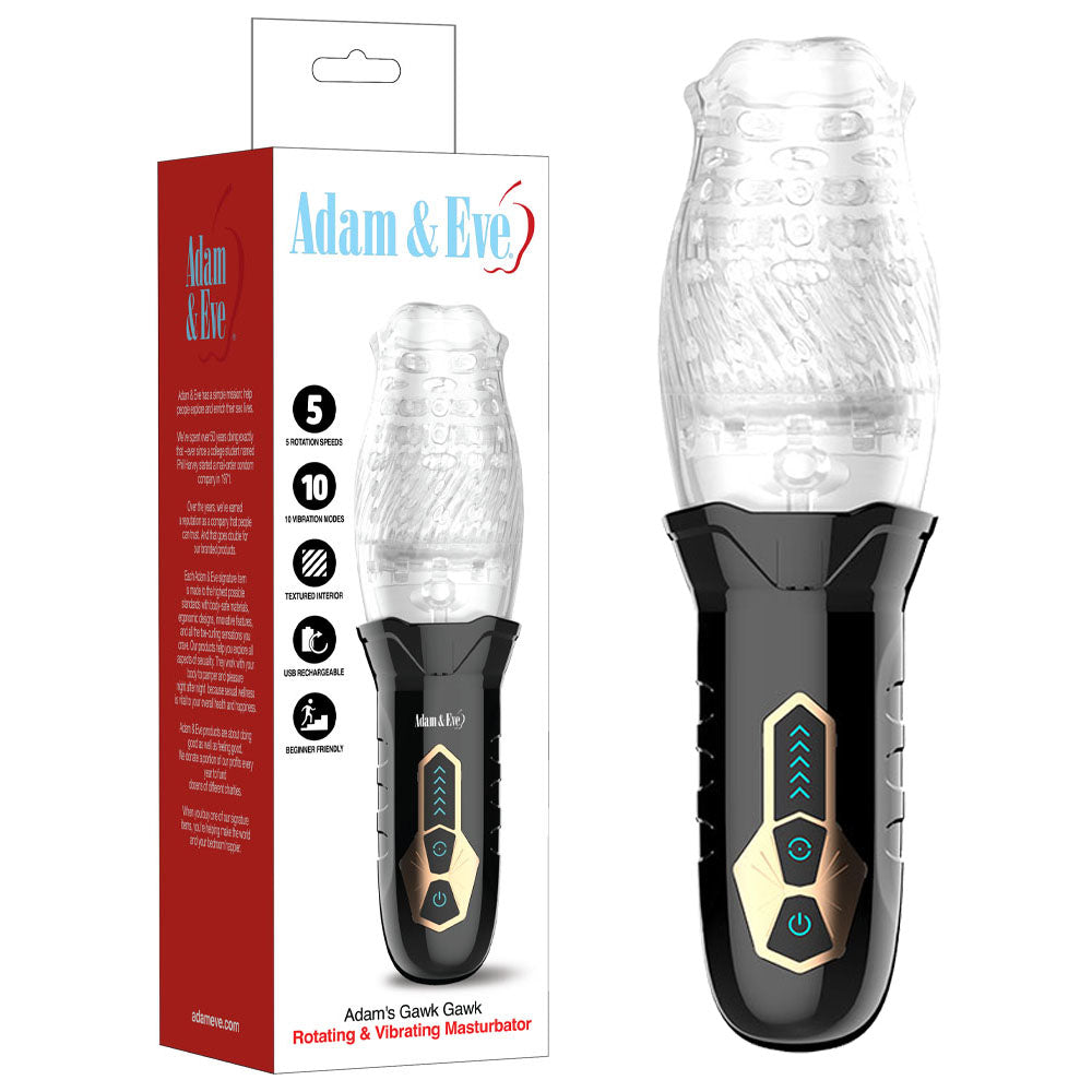 Adam & Eve Adam's Gawk Gawk - USB Rechargeable Rotating Masturbator with multiple speeds and textures.