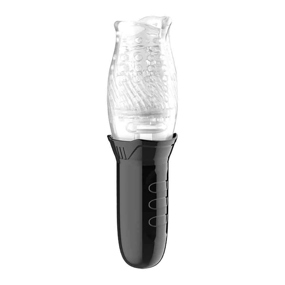 Adam & Eve Adam's Gawk Gawk -  USB Rechargeable Rotating Masturbator with transparent textured sleeve.