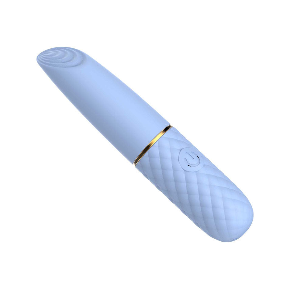 Adam & Eve TRIPLE PLEASURES -  USB Rechargeable Vibrators - Set of 3 lipstick style bullet vibrator in light blue.