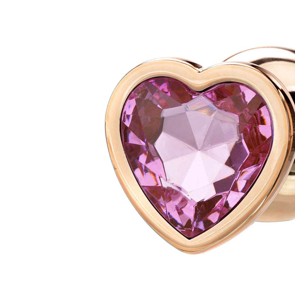 Adam & Eve  HEART GEM ANAL TRAINING SET -  Metal Anal Plugs with Pink Gem Bases - Set of 3 Sizes