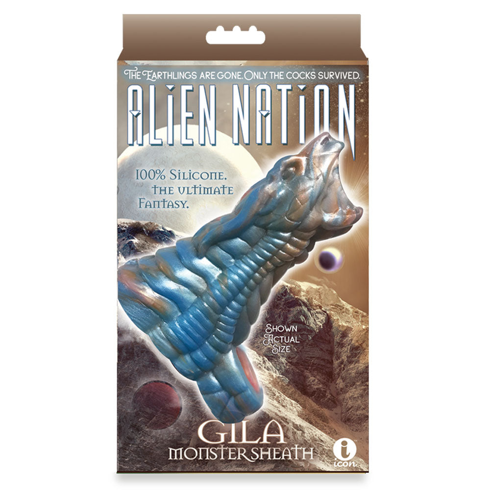 Alien Nation - Gila - /Gold 14 cm Penis Sheath packaging showcasing its silicone design and unique features.