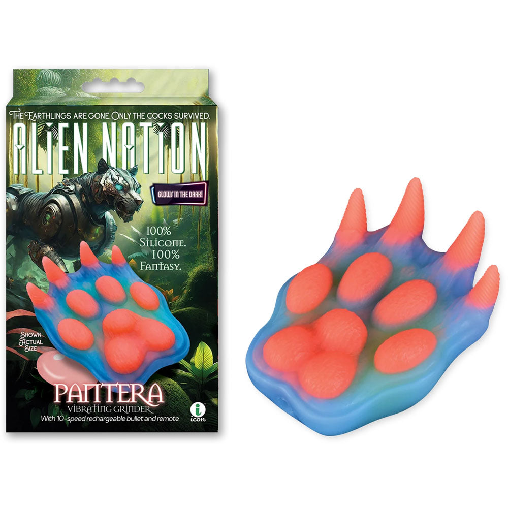 Alien Nation - Pantera -  USB Rechargeable Vibrating Fantasy Grinder Pad with Remote packaging and product image.