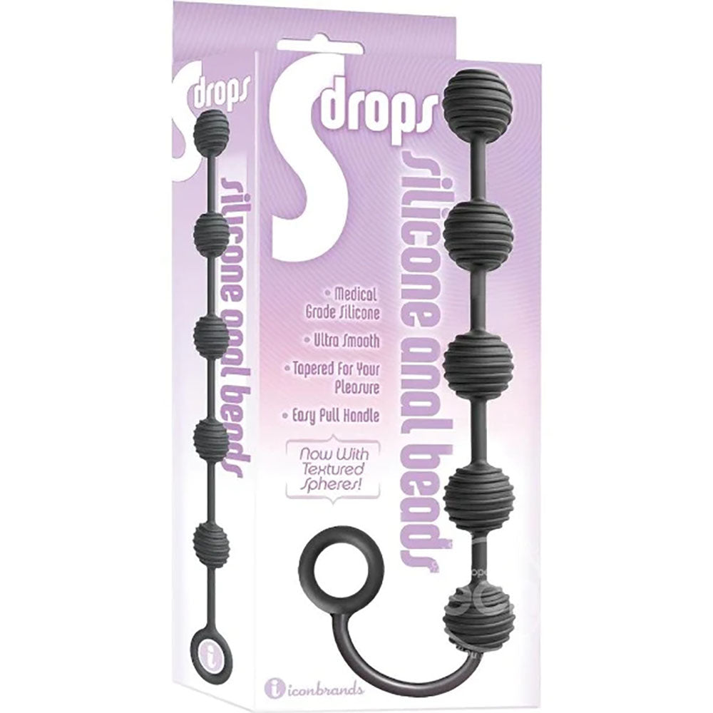 S-Drops Silicone Anal Beads -  Anal Beads packaging with ultra-smooth silicone for pleasurable anal play.