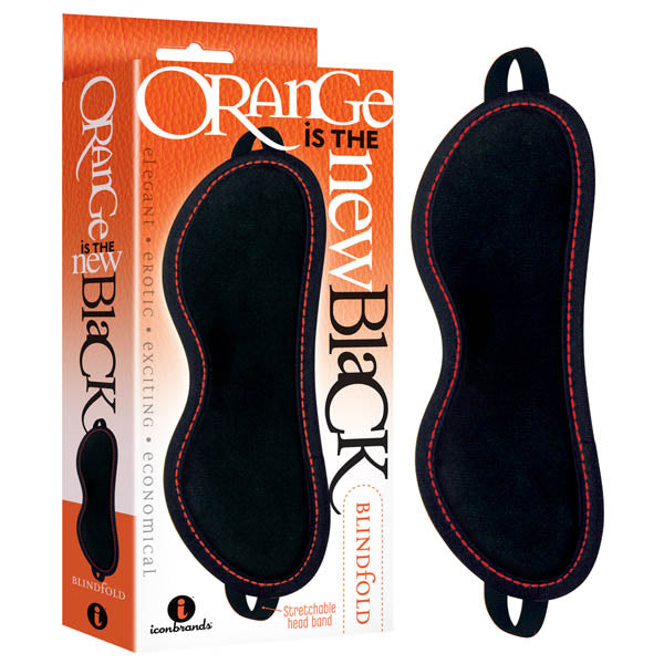 Orange Is The New Black - Blindfold - Black Blindfold with lush leatherette and orange stitching for BDSM fun.