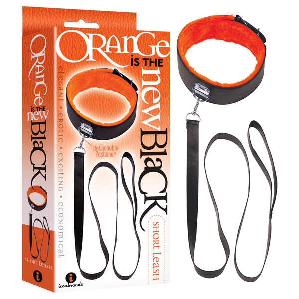Orange Is The New  - Short Leash -  Restraint featuring soft orange fur collar and sturdy leatherette design.