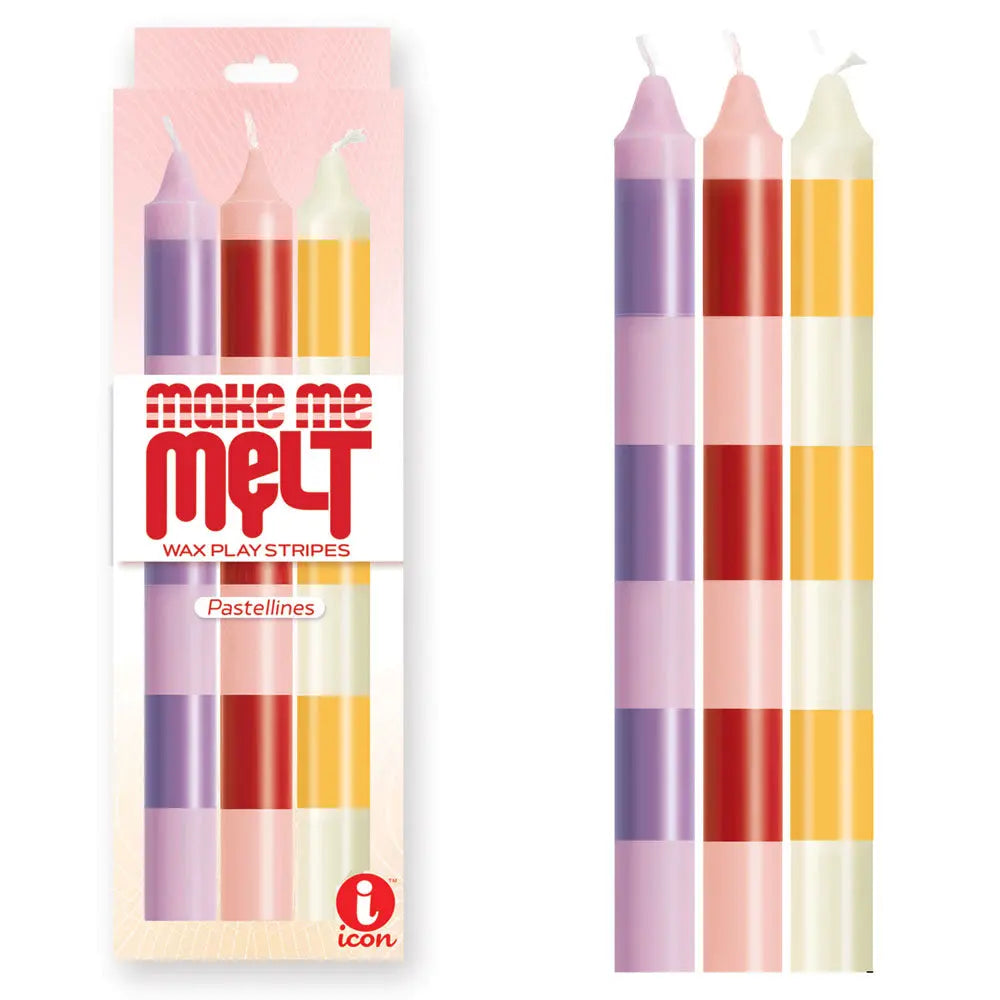 The 9's Make Me Melt Drip Candle 3-Pk - Pastellines - Pastel  Drip Candles - 3 Pack Icon Brands Discreet Intimate Essentials.