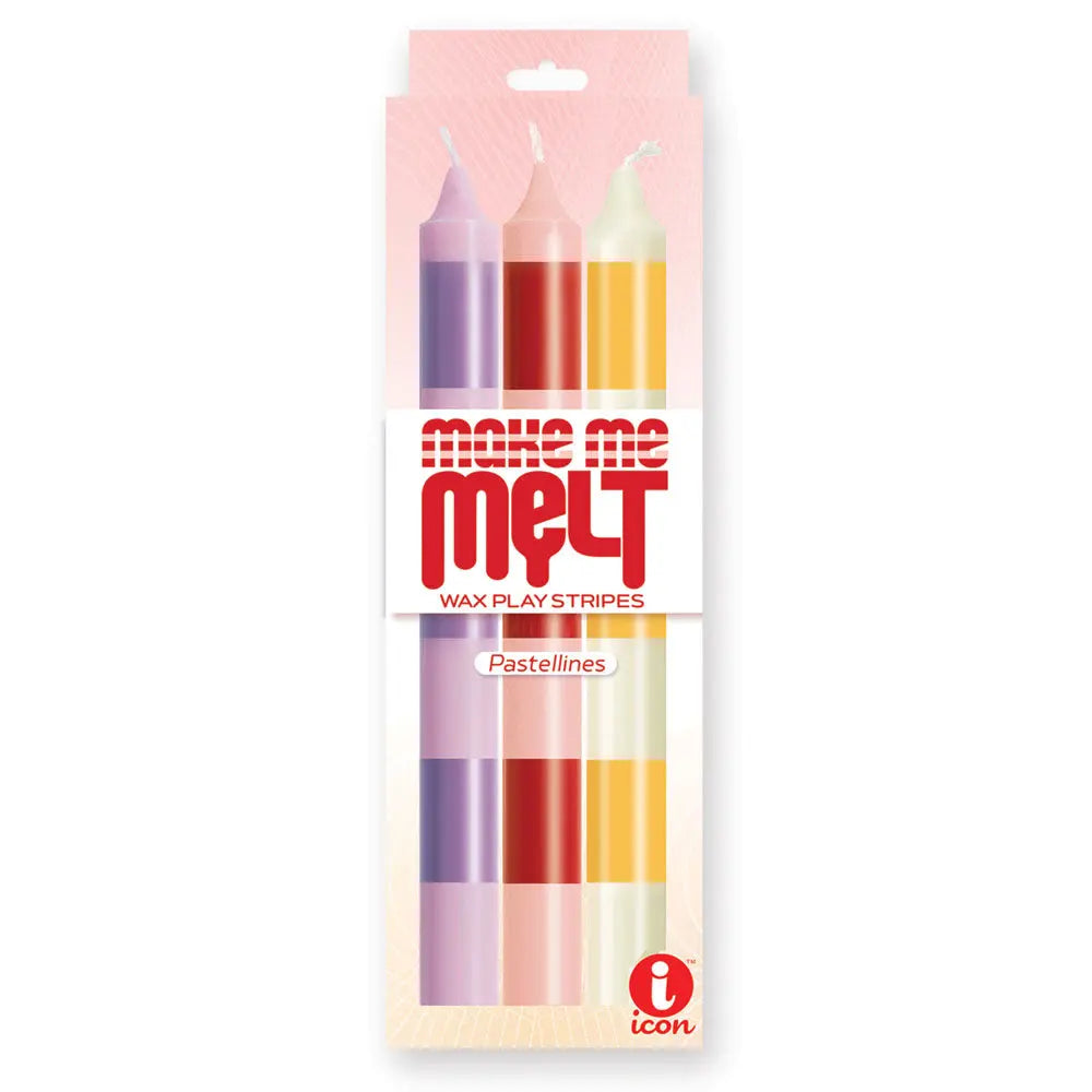 The 9's Make Me Melt Drip Candle 3-Pk - Pastellines - Pastel  Drip Candles - 3 Pack Icon Brands Discreet Intimate Essentials.